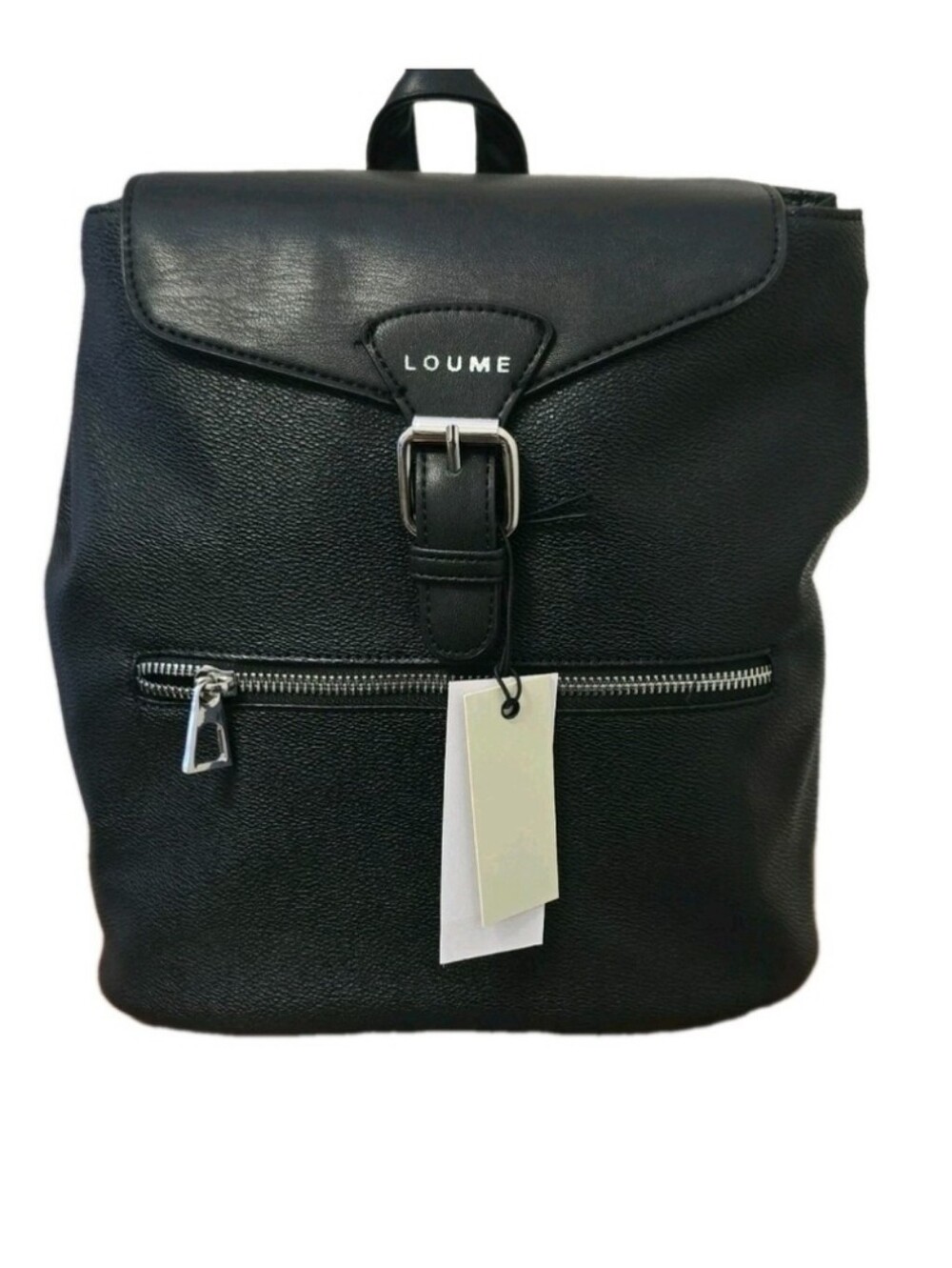 Loume Black Faux Leather Unisex Backpack